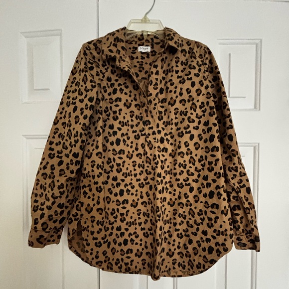 J. Crew Tops - J. Crew Tan and Black Animal Print long sleeve Shirt XS size